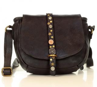 Kabelka MAZZINI crossbody z přírodní kůže ručně šitá; černá