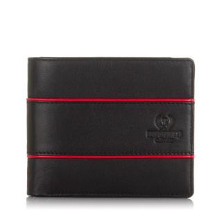 Klasická pánská peněženka PERUZZI ochrana RFID horizontální; černá s červeným pruhem