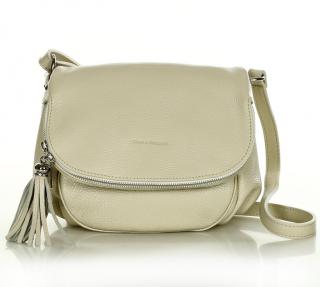 Kožená dámská brašna MAZZINI crossbody; béžová