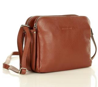 Kožené italské crossbody MAZZINI dvě komory; hnědá