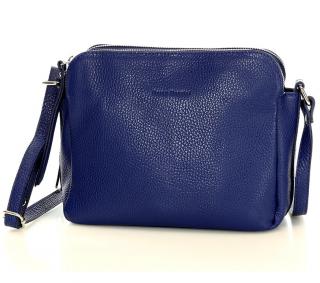 Kožené italské crossbody MAZZINI dvě komory; modrá