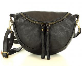 Městské italské crossbody MAZZINI z pravé kůže Vintage; černá