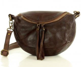 Městské italské crossbody MAZZINI z pravé kůže Vintage; hnědá káva