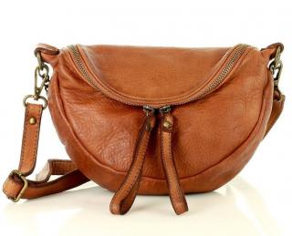 Městské italské crossbody MAZZINI z pravé kůže Vintage; hnědá