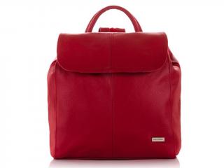 Moderní italský kožený batoh PAOLO PERUZZI; červená