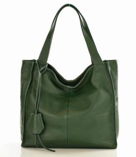 Módní italská kožená kabelka shopper MAZZINI; zelená