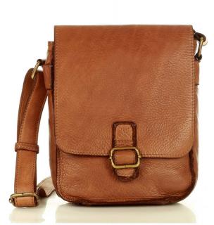 Pánské kožené crossbody ručně vyráběné Marco Mazzini; hnědá