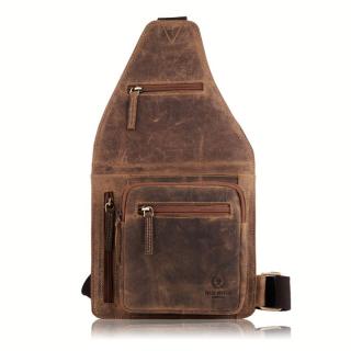 Pánský praktický kožený batoh PAOLO PERUZZI; vintage hnědá