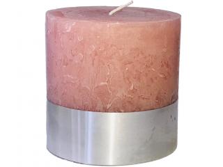 Svíčka rustikální světle růžová 10x10cm