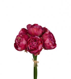 Umělá květina - Pivoňka tmavě růžová svazek 30cm