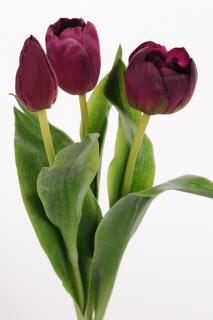 Umělá květina - Tulipán tmavě fialový mix