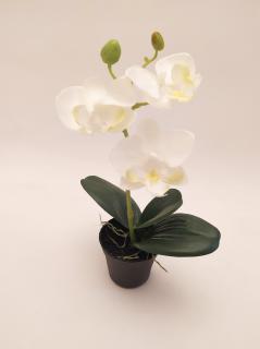 Umělá rostlina - Orchidea mini bílá 23cm