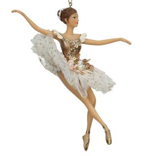 Vánoční ozdoba - Baletka champagne šaty 15,9 cm