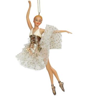 Vánoční ozdoba - Baletka champagne šaty 17,8 cm