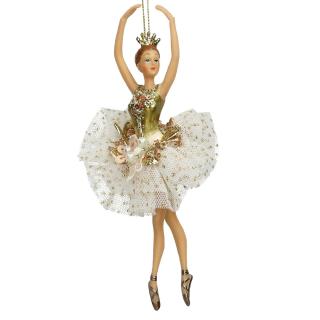 Vánoční ozdoba - Baletka zlaté šaty 17,8 cm