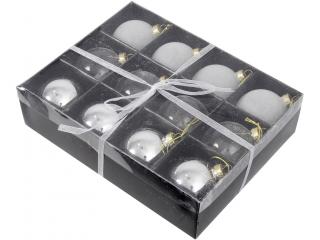 Vánoční ozdoba - Box 12-ti stříbrných kuliček
