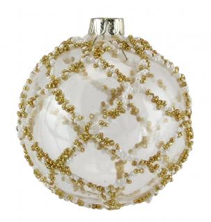 Vánoční ozdoba - Koule Calista, perleťová, mřížka z korálků ø 10cm