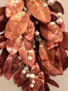 Vánoční ozdoba -  Svazek větviček magnolie měděno bordó 70cm