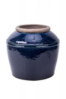 Váza antik tmavě modročerná glazurovaná