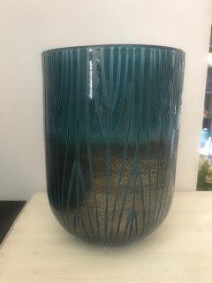 Váza skleněná modrobronzová Ambra 26cm