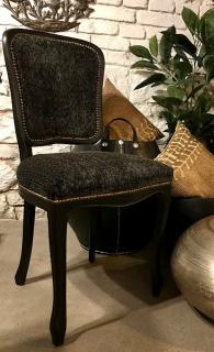 Židle antik polstrovaná černo zlatá