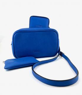 Jasně modrý set Trojdílný:  Kabelka + Minikabelka na mobil + Taštička na drobnosti