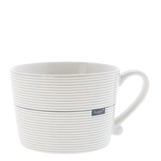 Cup White /Stripes titane Happy 300ml