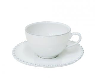 Hrnek na čaj s talířkem Costa Nova 0,25L, PEARL, bílá