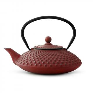 Litinová konvička na čaj Xilin 1,25L, červená