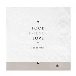 Ubrousky BC Napkin White/Food Friends Love 20 pcs16,5x16,5cm