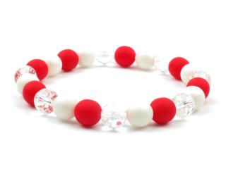 Moni dámský náramek skleněné perly červená bílá