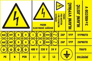 Aršík elektroznačení - 44 symbolů (typ 3x blesk)