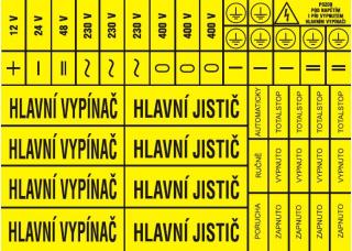 Aršík elektroznačení - 54 symbolů (typ 4x HV, HJ)