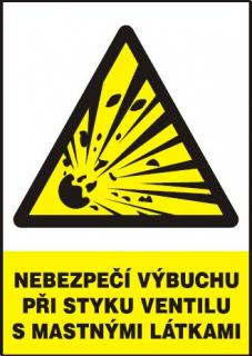 Nebezpečí výbuchu při styku ventilu s mastnými látkami