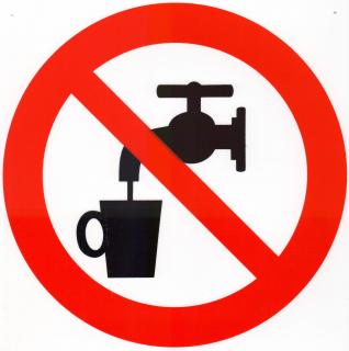 Symbol - zákaz pití vody (plastová tabulka 210x210 mm)