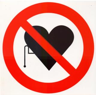 Symbol - zákaz vstupu s kardiostimulátorem (plastová tabulka  210x210 mm)