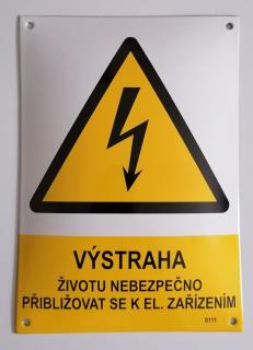 Výstraha - životu nebezpečno přibližovat se k elektrickým zařízením (smalt A4)