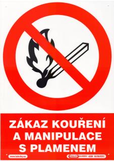Zákaz kouření a manipulace s plamenem (samolepka A4)