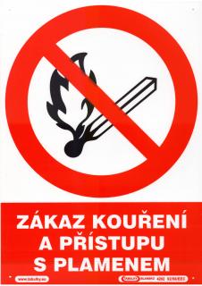 Zákaz kouření a přístupu s plamenem (plastová tabulka A4)