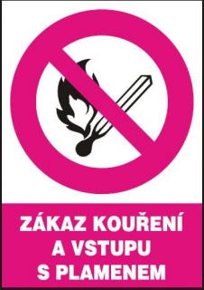 Zákaz kouření a vstupu s plamenem (samolepka A5)