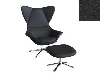 Stilo křeslo - potah kůže Podnož: hliník leštěný, kůže pro Flexlux: kůže Dakota 0740 Deep Black