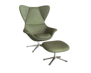 Stilo křeslo - potah kůže Podnož: hliník leštěný, kůže pro Flexlux: kůže Nature 0722 Olive Green