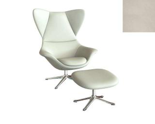 Stilo křeslo - potah kůže Podnož: hliník leštěný, kůže pro Flexlux: kůže Savoy 0966 Off White
