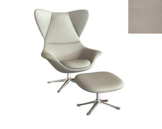 Stilo křeslo - potah kůže Podnož: hliník leštěný, kůže pro Flexlux: kůže Savoy 0967 Light Grey