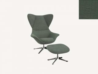 Stilo křeslo - potah látky PG1 Podnož: hliník leštěný, látky pro Flexlux kat.1: látka Lima 1054 Dusty Green