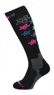 Blizzard VIVA FLOWERS SKI SOCKS junior black/flowers, juniorské lyžařské ponožky 18/19 Velikost-eur: 27-29