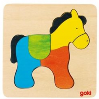 Goki Dřevěné puzzle na desce Typ: Kůň