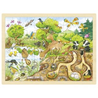 GOKI Dřevěné puzzle Příroda nad i pod zemí, 96 dílků