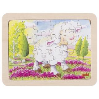 Goki Dřevěné puzzle Zvířátka 24 dílků Zvířátka: Ovečka
