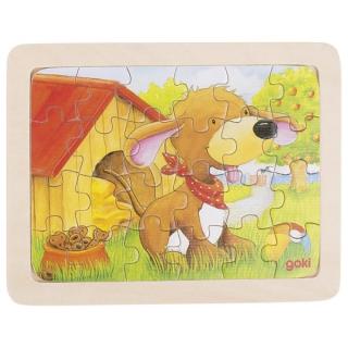 Goki Dřevěné puzzle Zvířátka 24 dílků Zvířátka: Pejsek